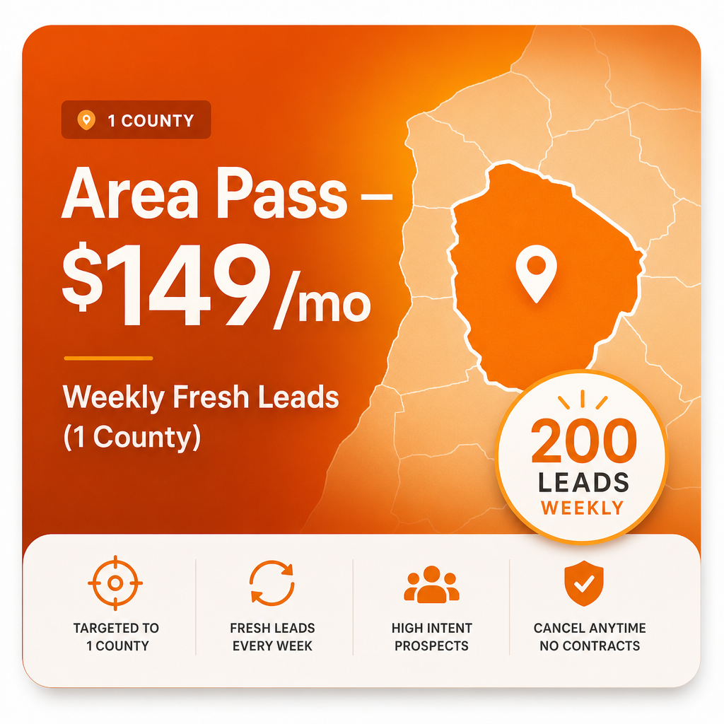 Area Pass — Weekly Fresh Leads (1 County)