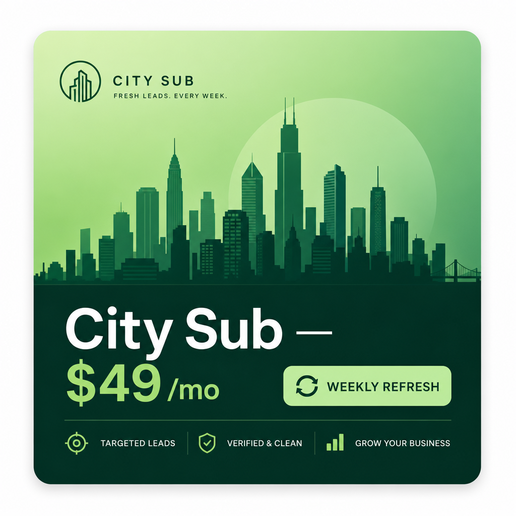 City Sub — Weekly Fresh Leads (1 City)